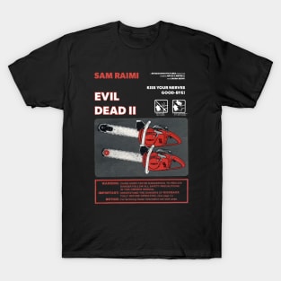 Evil Dead 2 Chainsaw Poster (White Text) T-Shirt